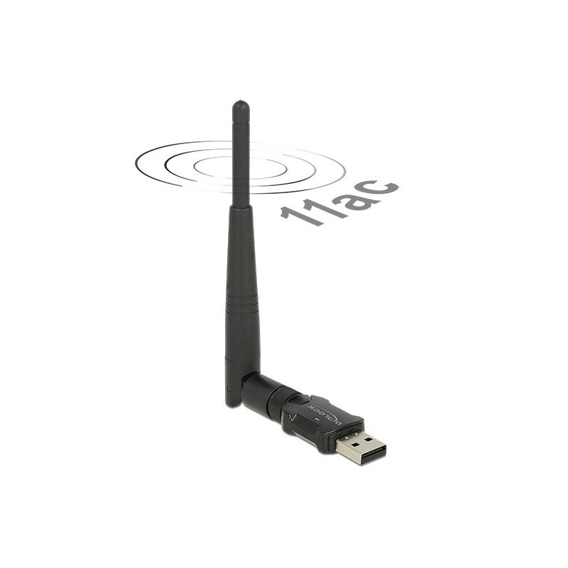 Delock USB 2.0 Dualband WLAN ac/a/b/g/n Stick 433 + 150 Mbps m. externer Antenne